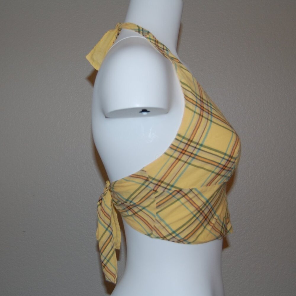 NWOT Abercrombie & Fitch, Yellow Plaid Tieback Halter Top, Women Size S - Picture 6 of 11